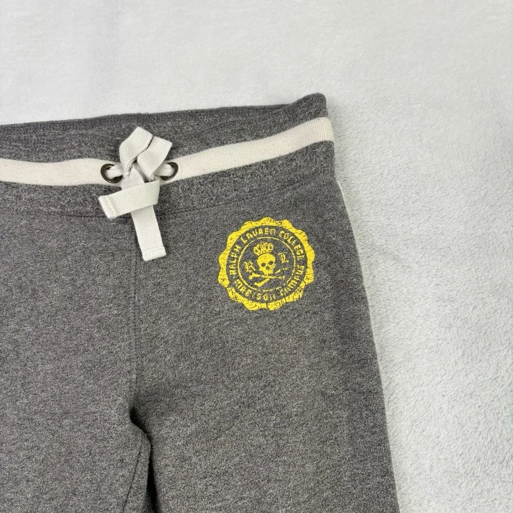 Ralph Lauren College Skull Bones Grey Fleece Sweatpants Youth Small 7
